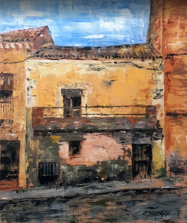 La casa de la peña de los Tigres, óleo de Diego Casero