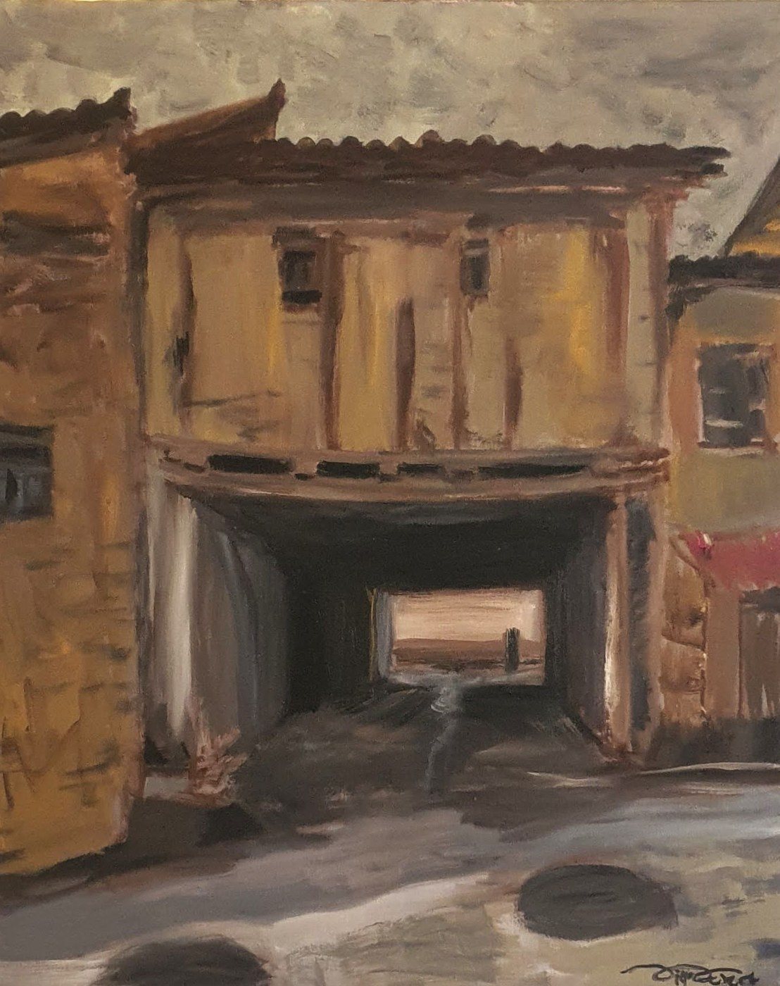 El soportal, óleo de Diego Casero