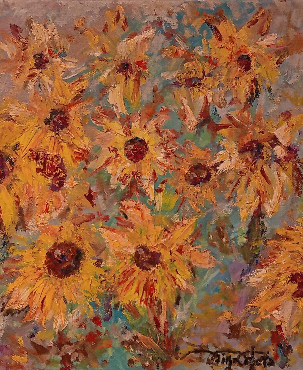 Girasoles, óleo de Diego Casero