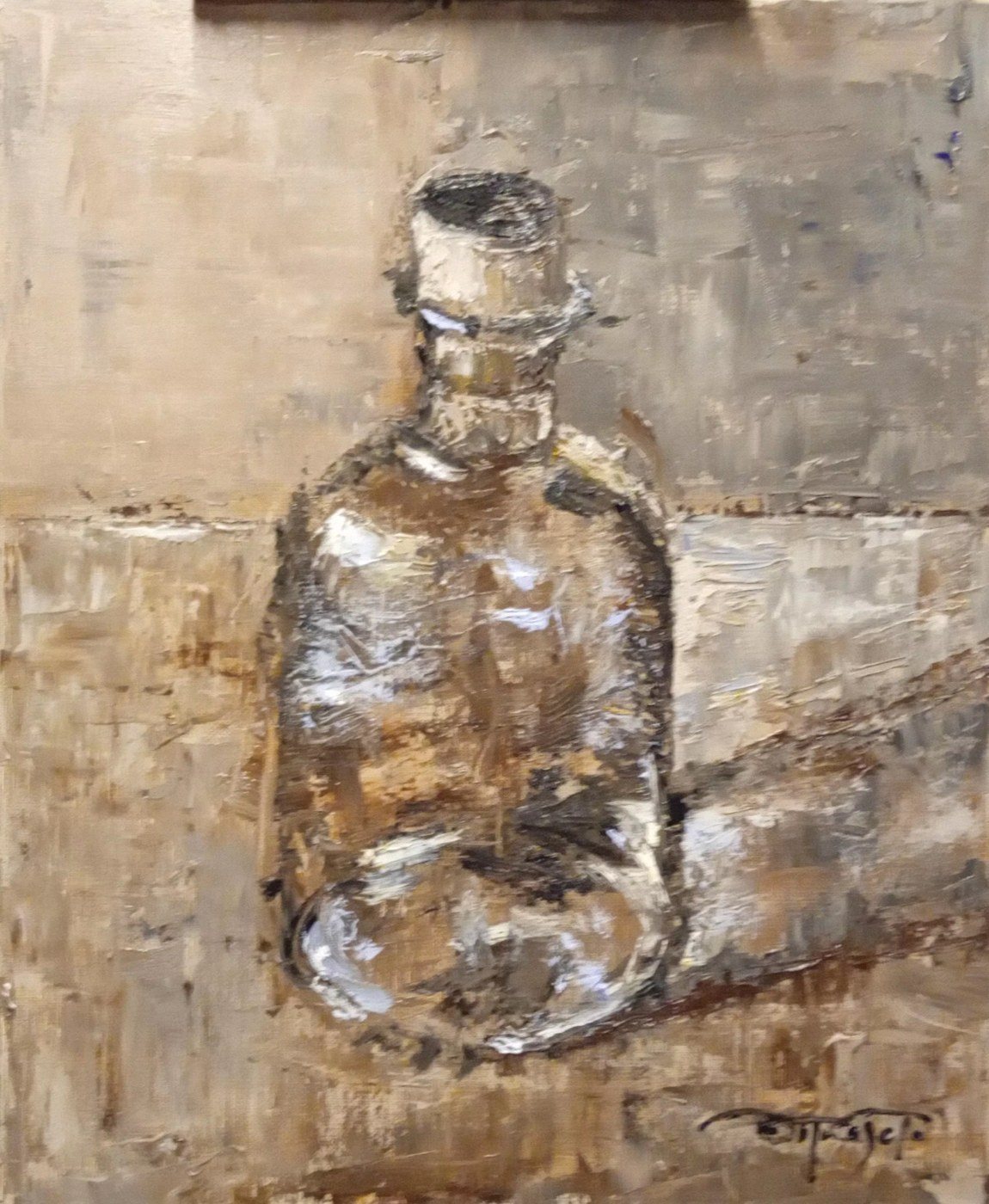 La botella, óleo de Diego Casero