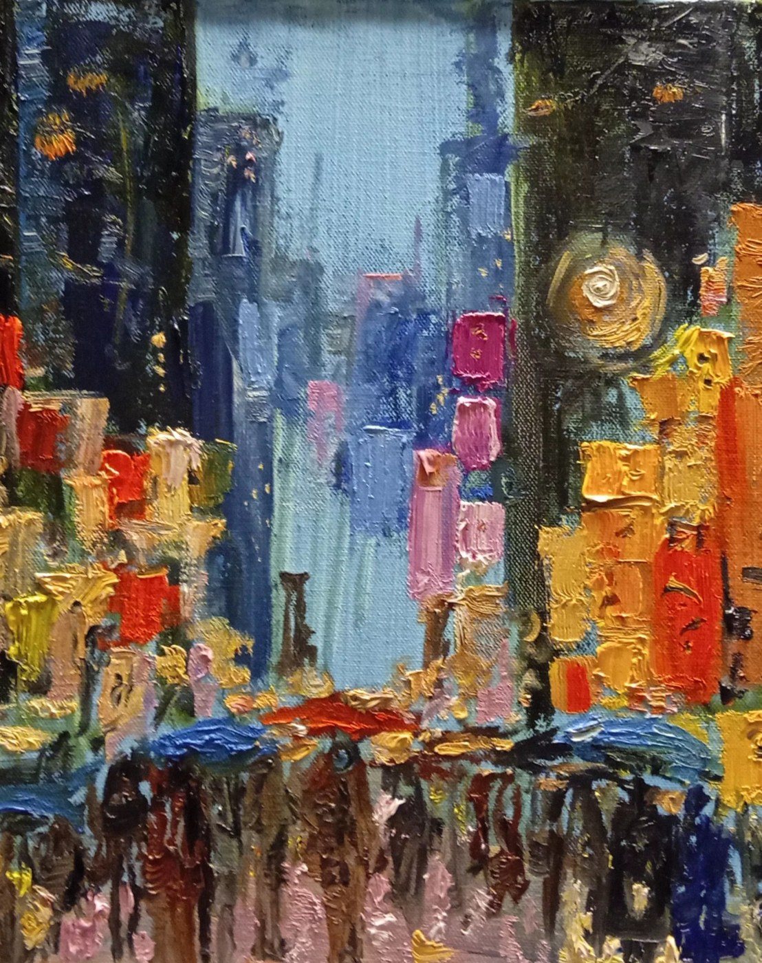 Lluvia en Shangai, óleo de Diego Casero